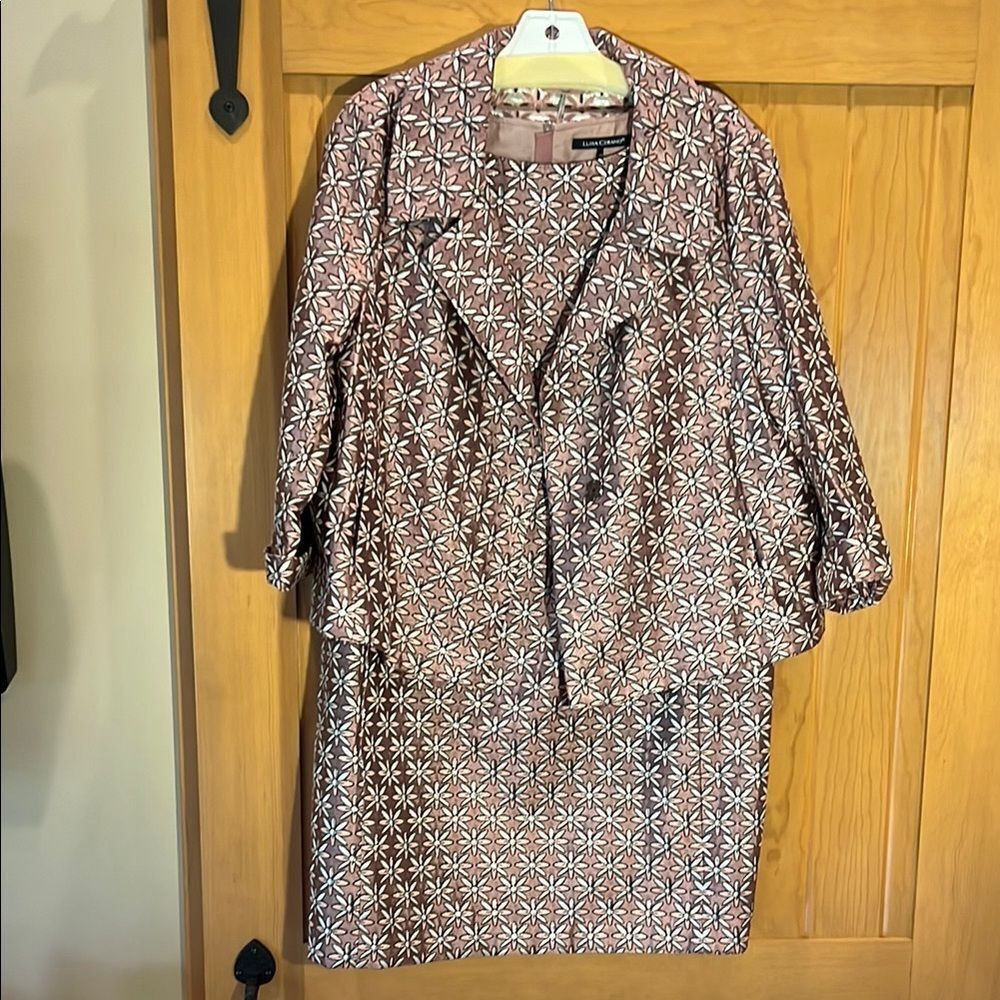 Beautiful Luisa Cerano Floral Patterned Dress and Jacket Set Women's Size 12
